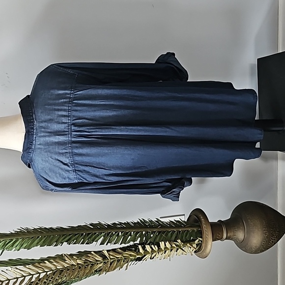 Cato Dark Chambray Snap Front Long Sleeve Blouse NWOT - Picture 2 of 14